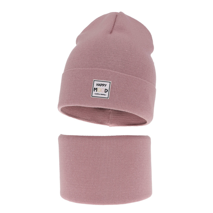 Ensemble automne/printemps fille: bonnet et snood, avec coton, mauve, Mersila