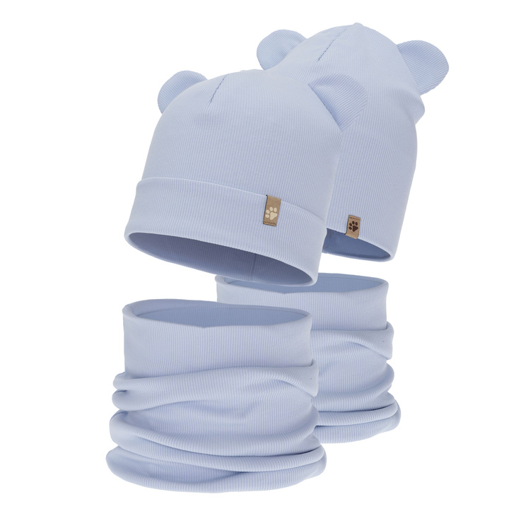 Ensemble automne/printemps garçon: bonnet et snood, bleu clair, Farim