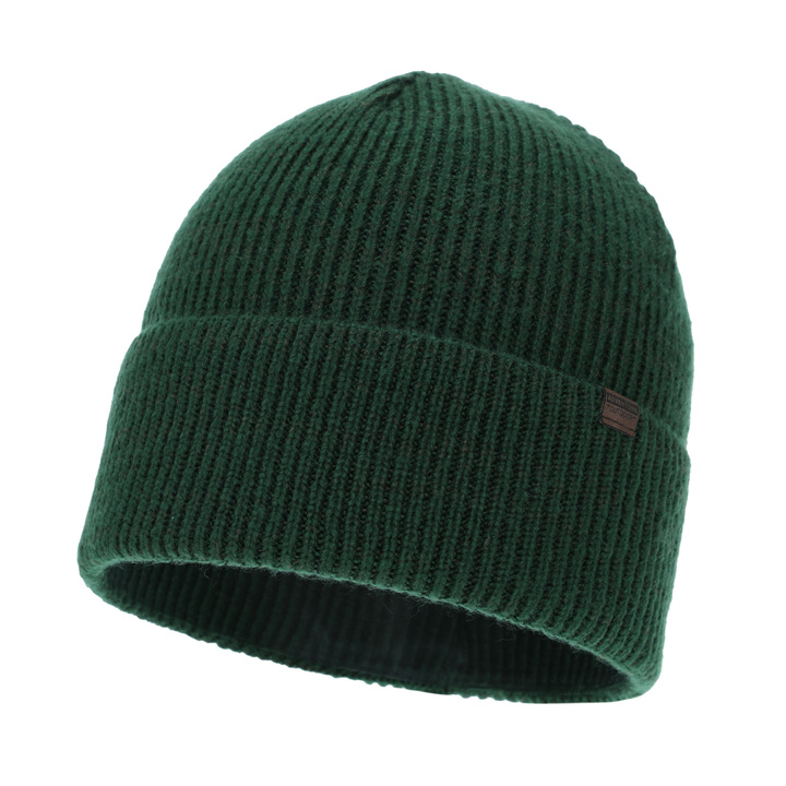 Bonnet d'hiver homme, noir-vert, avec laine mérinos, Korins