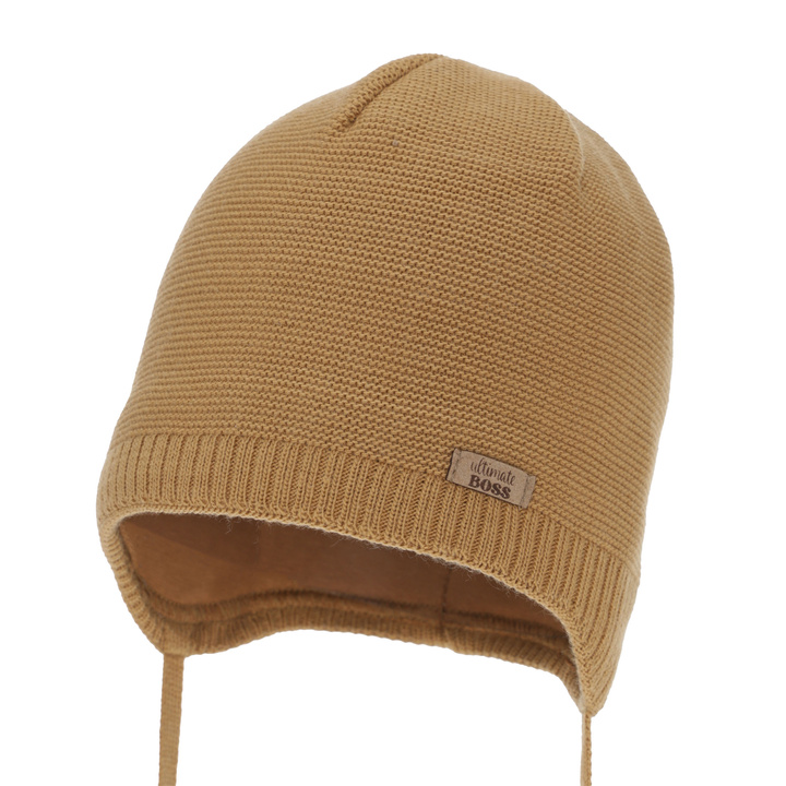 Bonnet automne/printemps garçon, camel, avec liens, Valdis