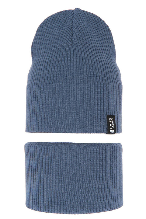 Ensemble automne/printemps garçon: bonnet et snood, avec coton, bleu, Tunis