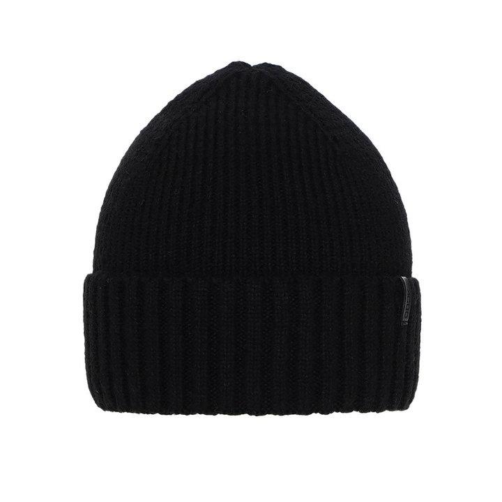 Bonnet d'hiver homme, noir, avec laine mérinos, Nori