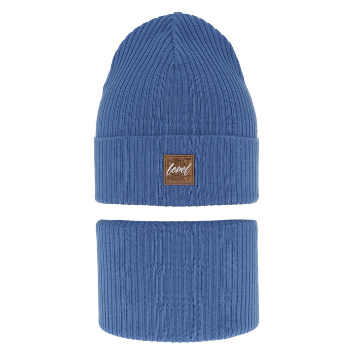 Ensemble automne/printemps garçon: bonnet et snood, avec coton, bleu, Fenix