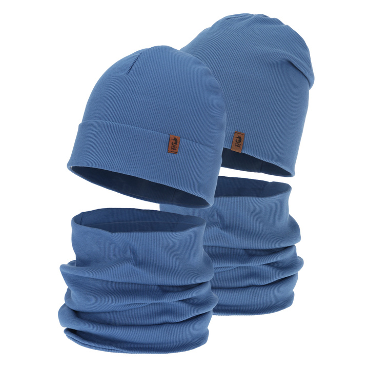 Ensemble automne/printemps garçon: bonnet et snood, bleu, Amalfi