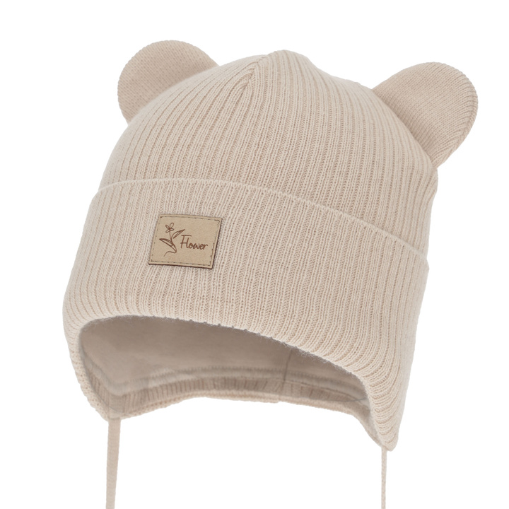 Bonnet automne/printemps fille, beige, avec liens, Djona