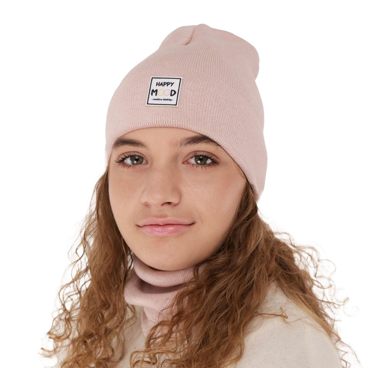 Ensemble automne/printemps fille: bonnet et snood, avec coton, rose, Mersila