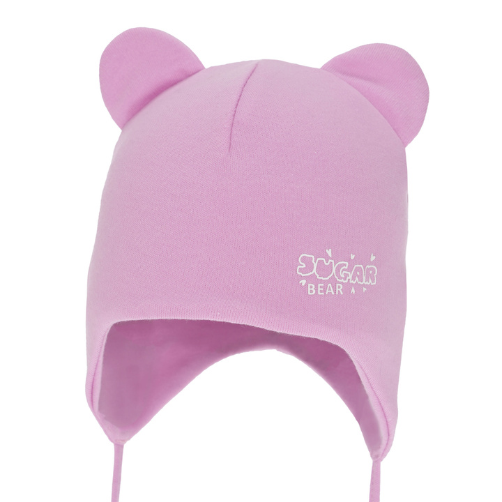 Bonnet automne/printemps fille, violet, en coton, avec liens, Kelda