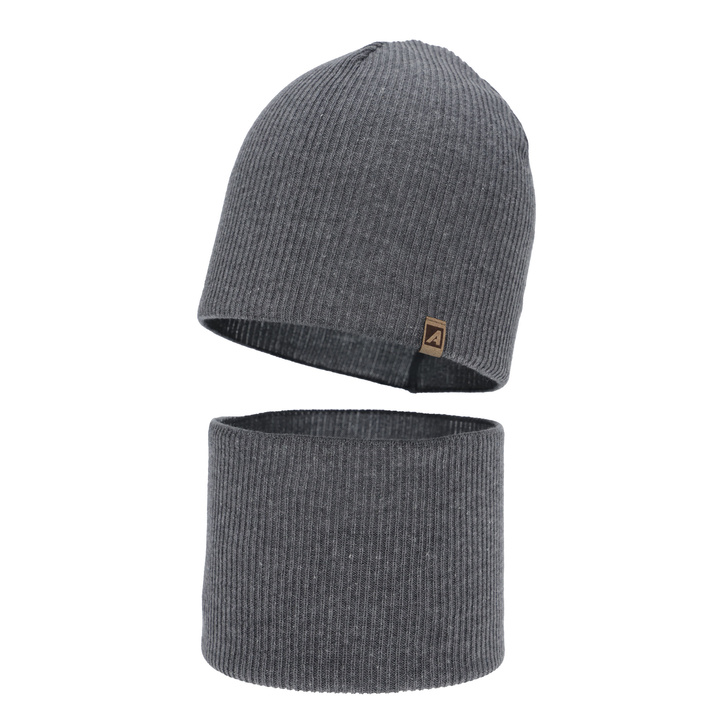 Ensemble automne/printemps garçon: bonnet et snood, avec coton, gris, Lucer