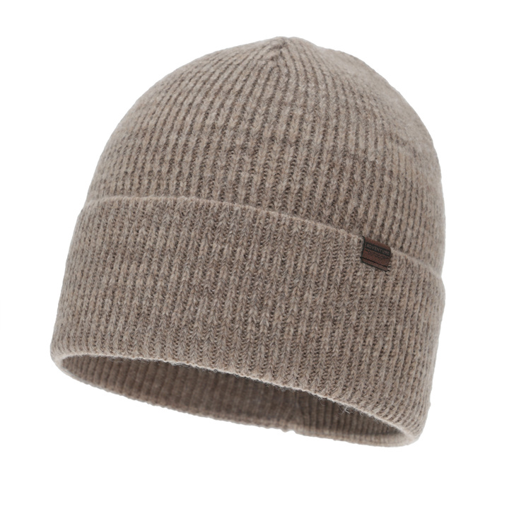Bonnet d'hiver homme, beige, avec laine mérinos, Korins