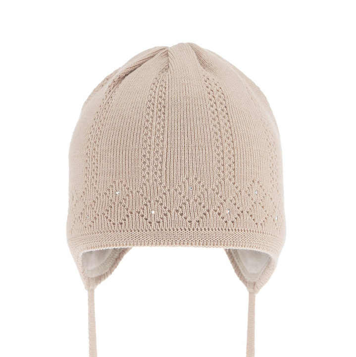 Bonnet automne/printemps fille, beige, avec liens, Antila