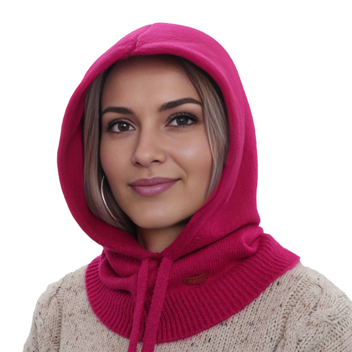 Cagoule d'hiver femme, fuchsia, avec laine mérinos, Elizabeth