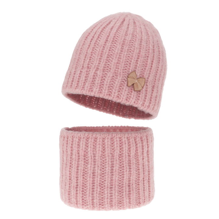 Ensemble d'hiver fille: bonnet et snood, rose, Ingrid