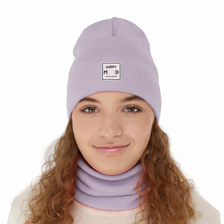 Ensemble automne/printemps fille: bonnet et snood, avec coton, violet, Mersila