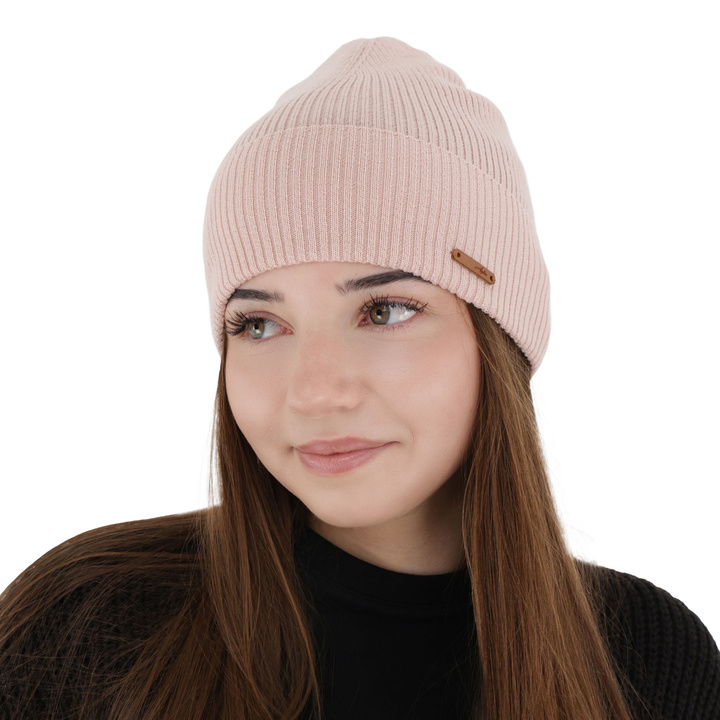 Bonnet automne/hiver femme, rose, 100% laine mérinos, Flerra