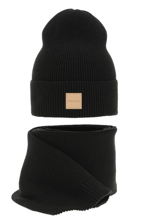 Ensemble d'hiver femme: bonnet et écharpe, noir, Nathalie