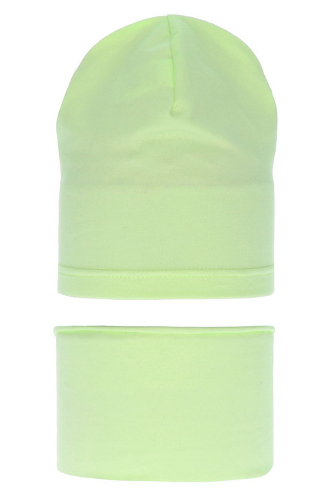 Ensemble automne/printemps fille: bonnet et snood, limone, en coton, Hazelka