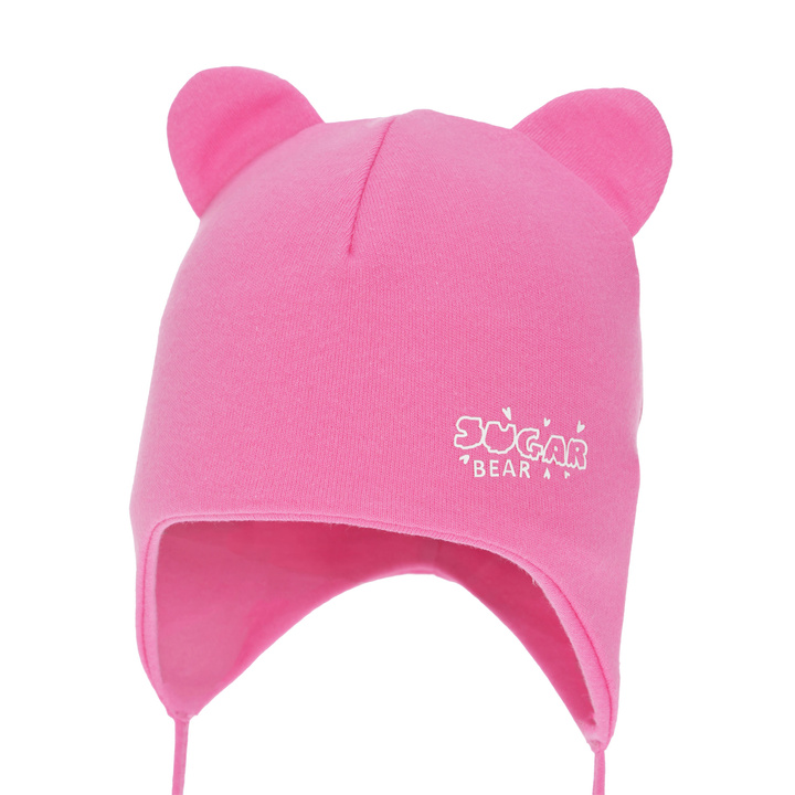 Bonnet automne/printemps fille, rose, en coton, avec liens, Kelda