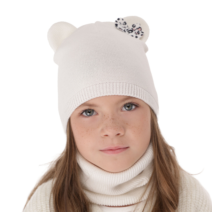 Ensemble automne/printemps fille: bonnet et snood, avec coton, blanc, Nicolette