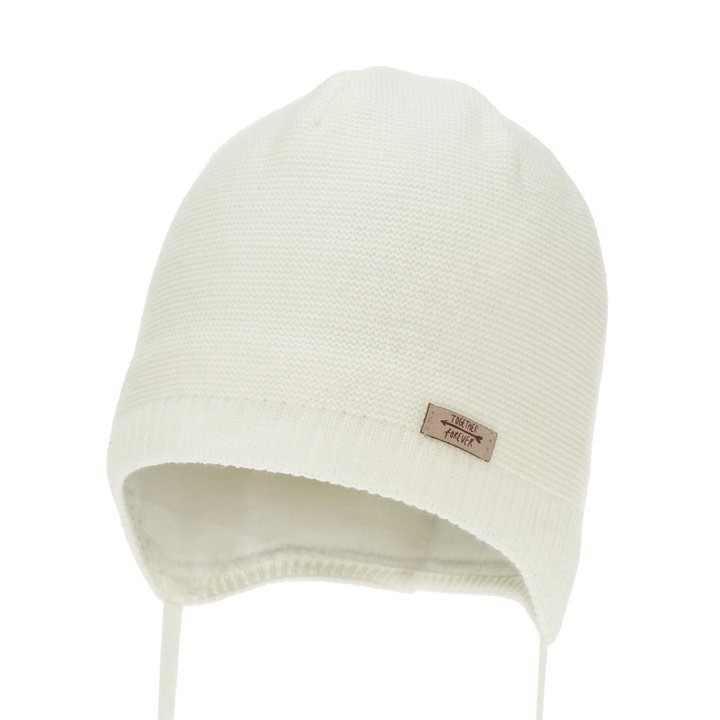 Bonnet automne/printemps fille, crème, avec liens, Svenja