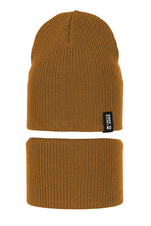 Ensemble automne/printemps garçon: bonnet et snood, avec coton, moutarde, Tunis