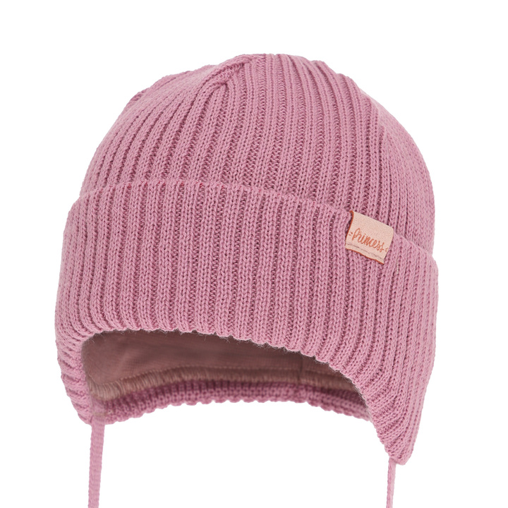 Bonnet d'hiver fille, violet, avec liens, avec laine mérinos, Punia