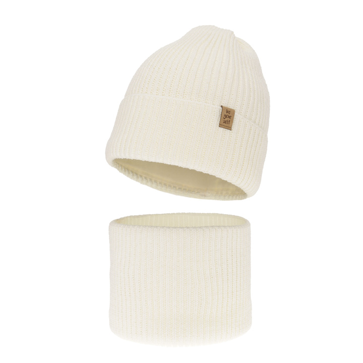 Ensemble d'hiver fille: bonnet et snood, crème, Edera