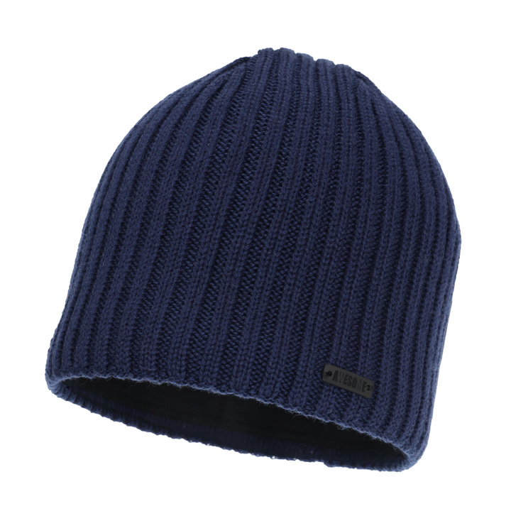 Bonnet d'hiver homme, bleu marine, avec laine mérinos, Adagio