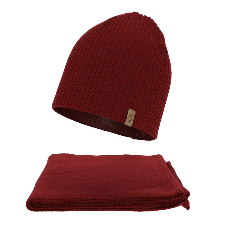 Ensemble d'hiver femme: bonnet et écharpe, bordeaux, Fena