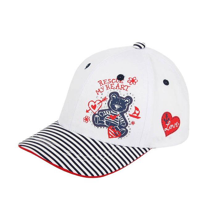 Casquette fille automne/printemps, blanche, en coton, à visière rayée, Ala