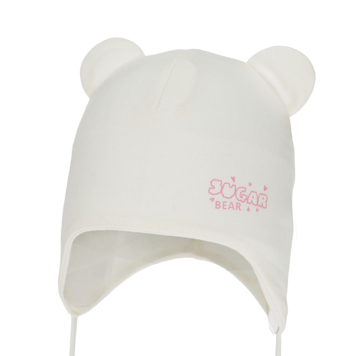 Bonnet automne/printemps fille, crème, en coton, avec liens, Kelda