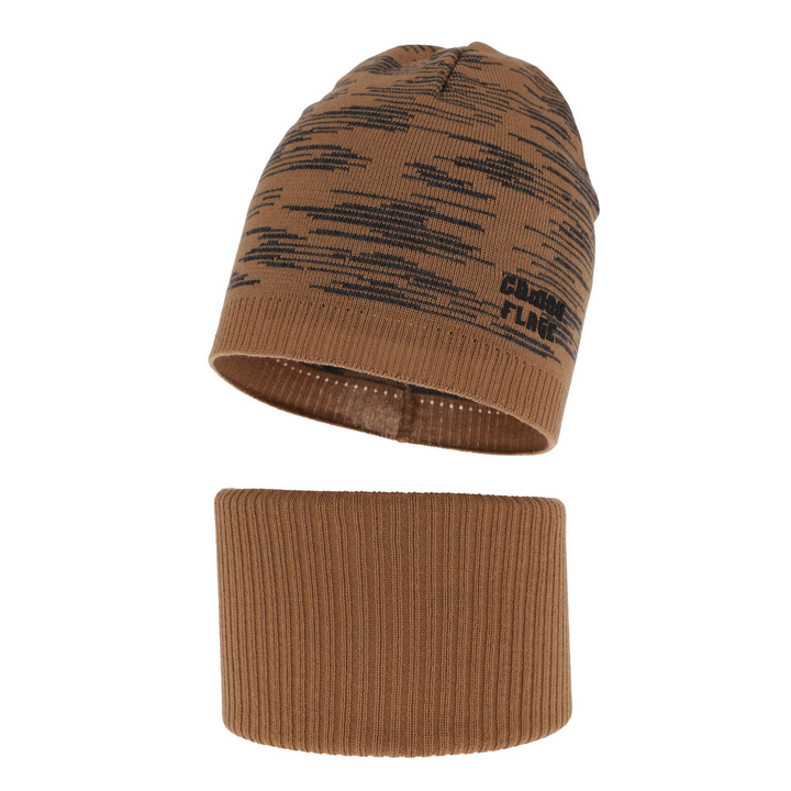 Ensemble automne/printemps garçon: bonnet et snood, avec coton, brun, Carter