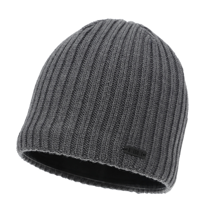 Bonnet d'hiver homme, gris, avec laine mérinos, Adagio