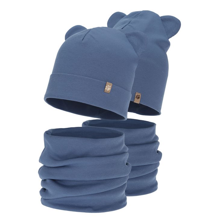 Ensemble automne/printemps garçon: bonnet et snood, bleu, Farim