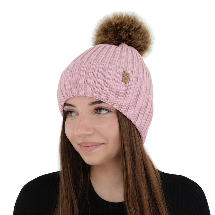 Bonnet d'hiver femme, camel, avec laine mérinos, Zamira