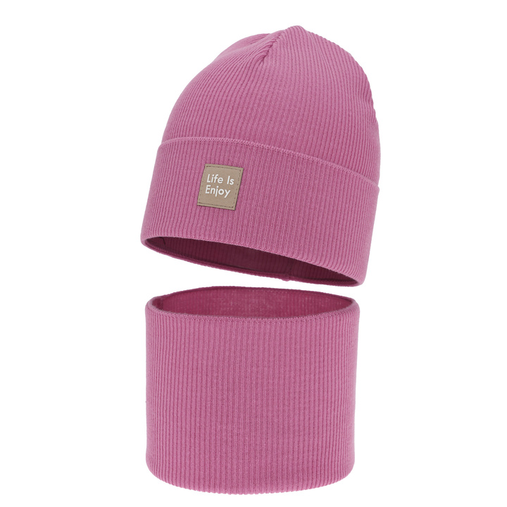 Ensemble automne/printemps fille: bonnet et snood, avec coton, crème, Zola