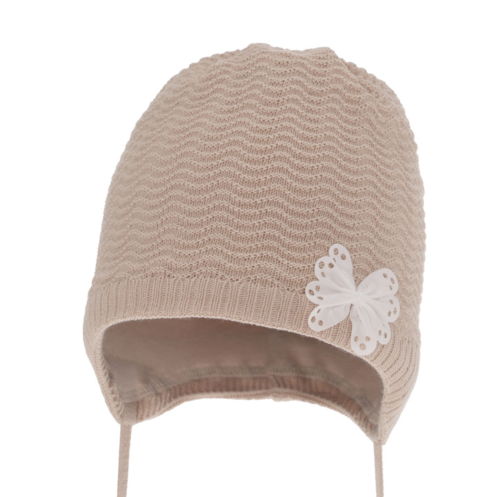 Bonnet automne/printemps fille, beige, avec liens, Madelin
