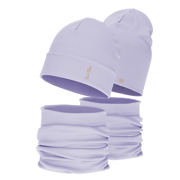 Ensemble automne/printemps fille: bonnet et snood, coton, violet, Carina