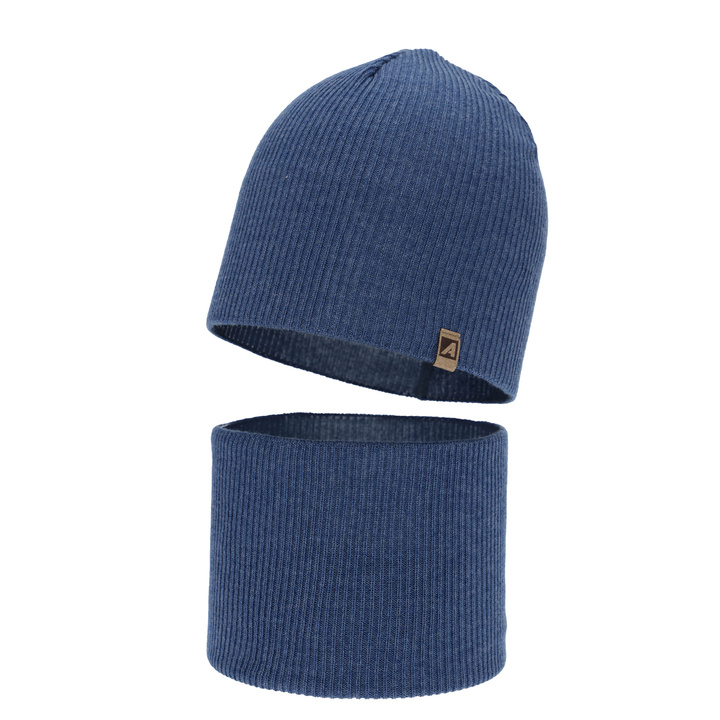 Ensemble automne/printemps garçon: bonnet et snood, avec coton, bleu, Lucer