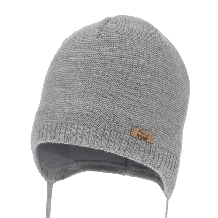 Bonnet automne/printemps garçon, gris, avec liens, Valdis