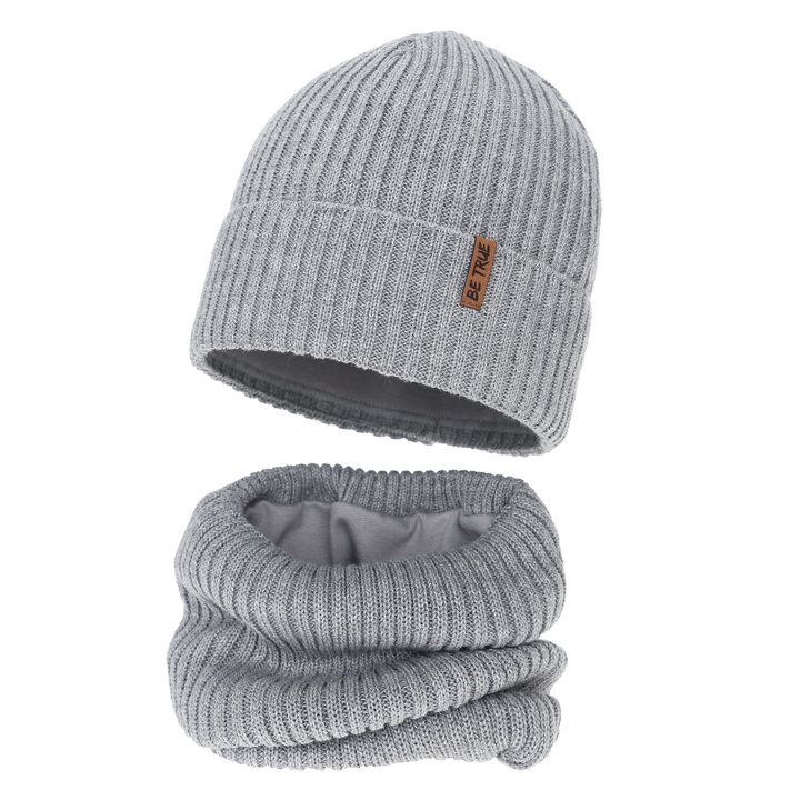 Ensemble d'hiver garçon (bonnet et snood), bleu ciel, avec laine mérinos, Colton