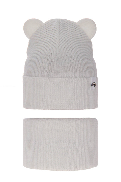 Ensemble automne/printemps fille: bonnet et snood, avec coton, crème, Kajra