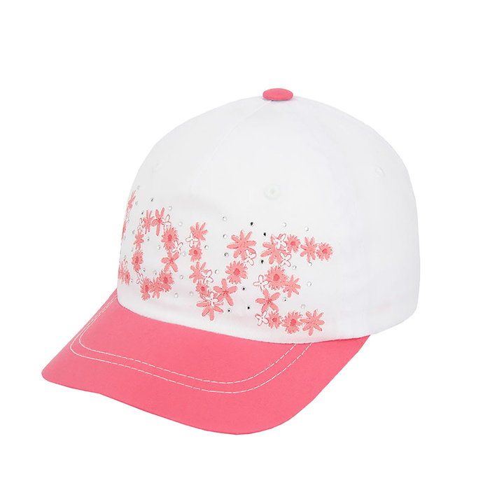 Casquette fille automne/printemps, blanche, coton, avec visière rose, love