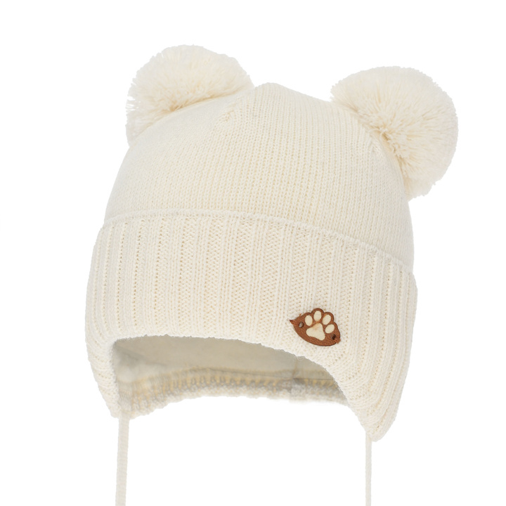 Bonnet d'hiver garçon, avec liens, avec laine mérinos, bleu, Rimini