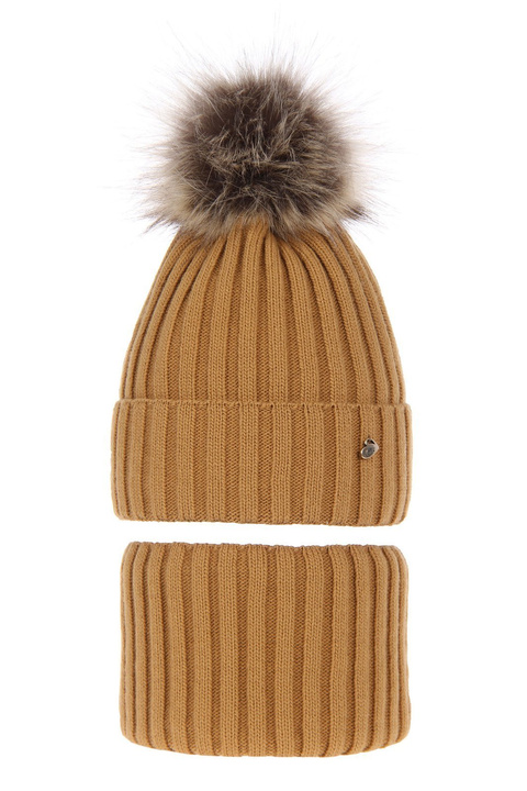 Ensemble d'hiver fille: bonnet et snood, camelowy, Wilma