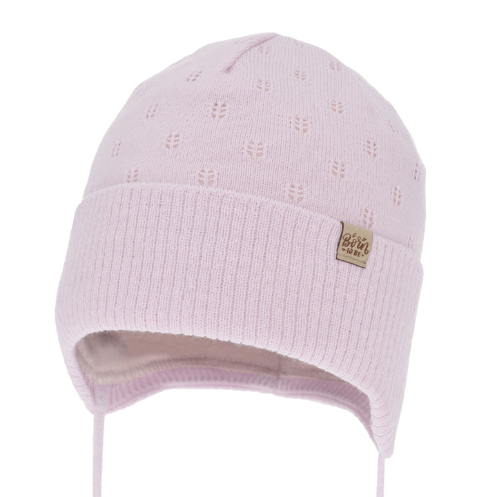 Bonnet automne/printemps fille, lilas, avec liens, Froya