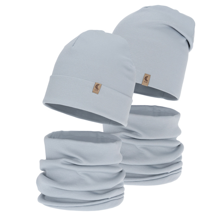 Ensemble automne/printemps fille: bonnet et snood, gris, coton, Bravura