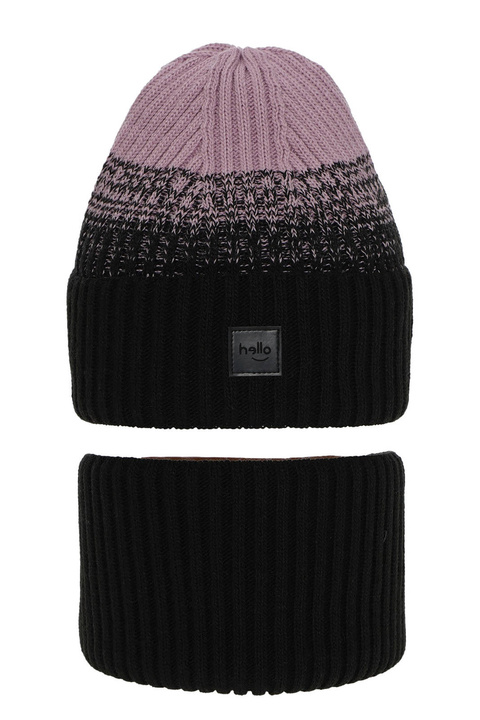 Ensemble d'hiver fille: bonnet et snood, noir, Tasha