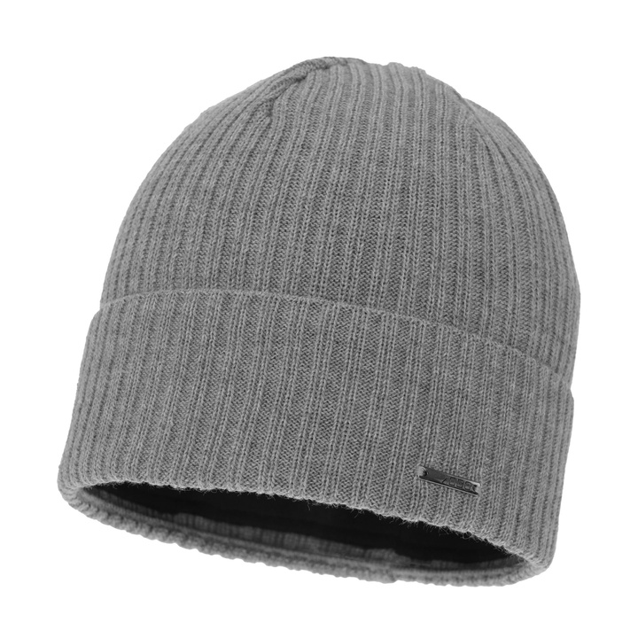Bonnet d'hiver homme, gris, avec laine mérinos, Baltor
