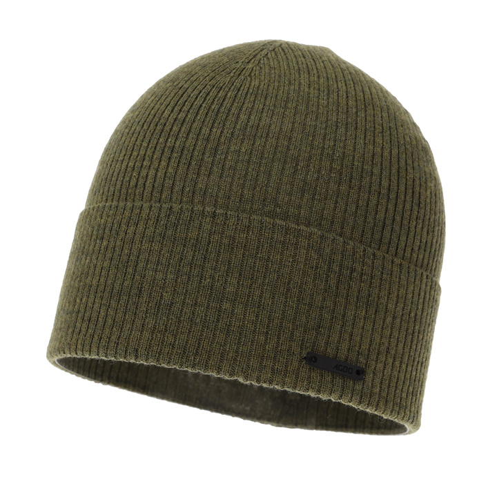 Bonnet automne/printemps homme, khaki, avec laine mérinos, Fleur