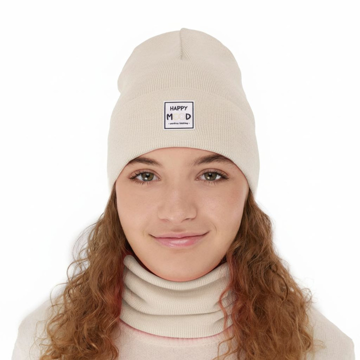 Ensemble automne/printemps fille: bonnet et snood, avec coton, beige, Mersila